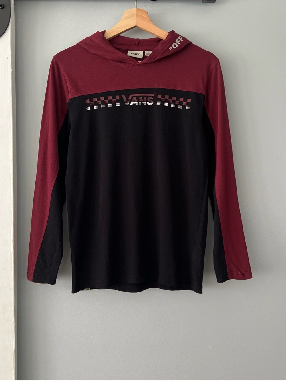 Boys VANS “Off The Wall” Pullover Hoodie Red/ Black Youth Large Skateboarding